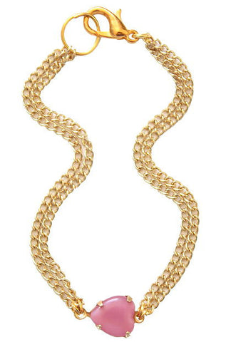 Pink Heart Stone Bracelet