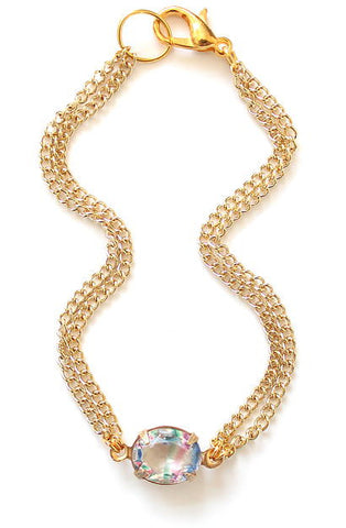 Rainbow Glass Stone Bracelet